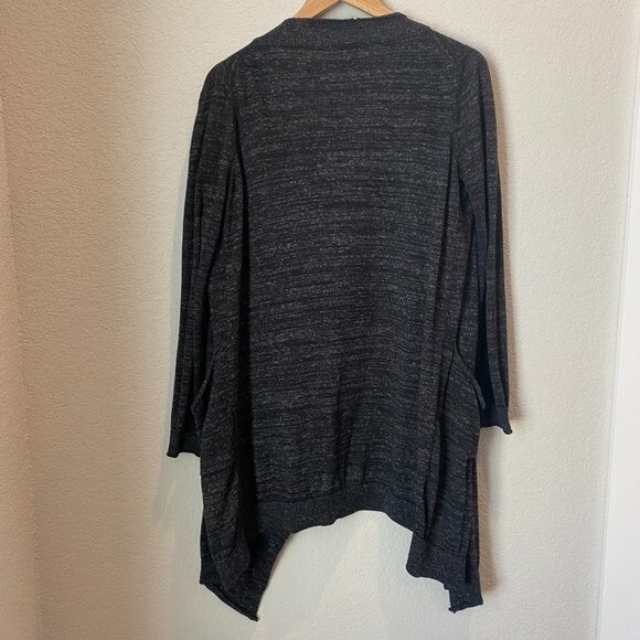 Zara Knit Dark Heathered Grey Open Front Waterfall Cardigan - Size M - EUC - Picture 2 of 9